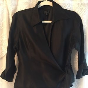 Black silk wrap blouse